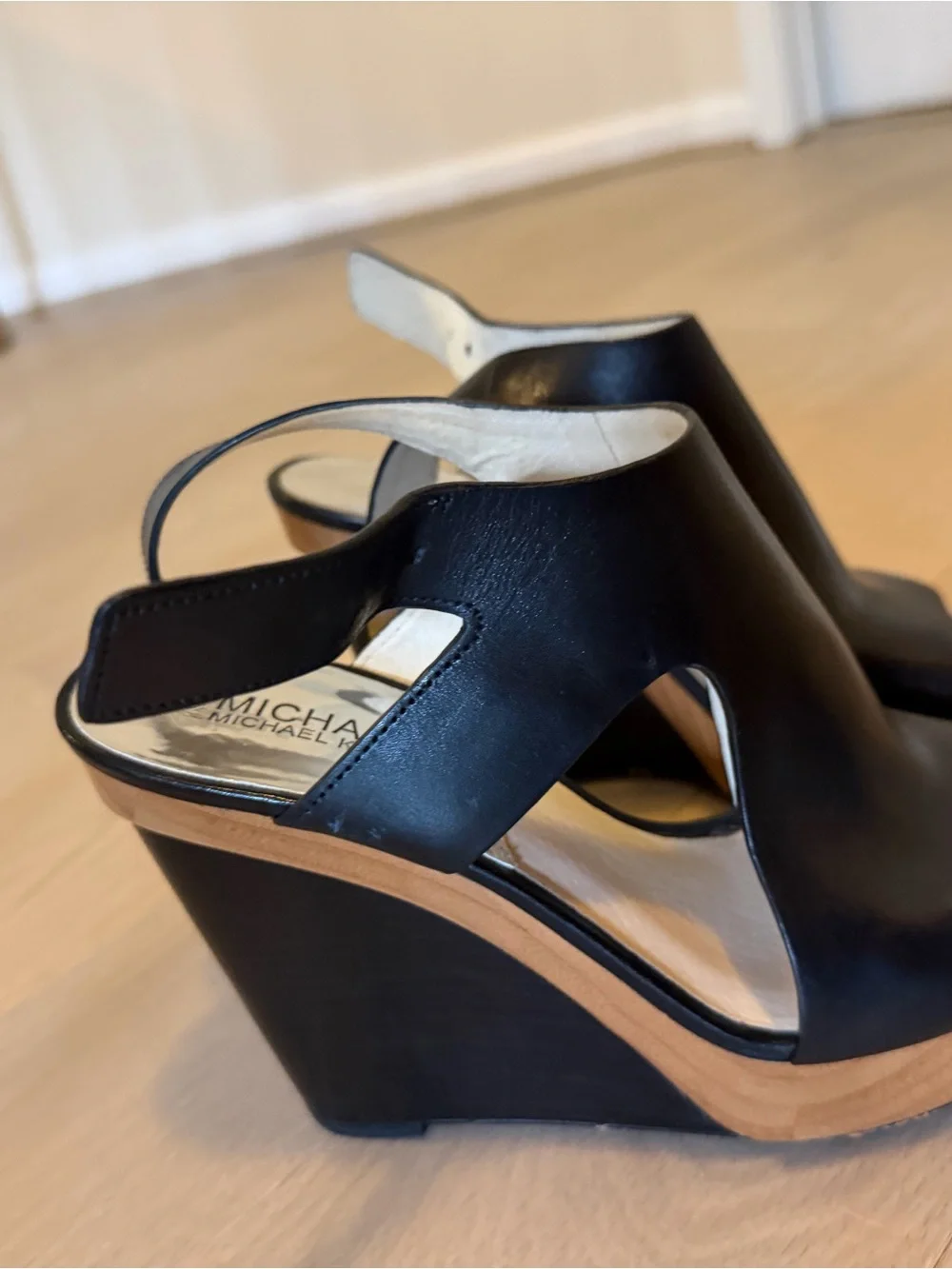 Michael Kors black Women's Wedge Sandals - Sleek Open-Toe Slingback